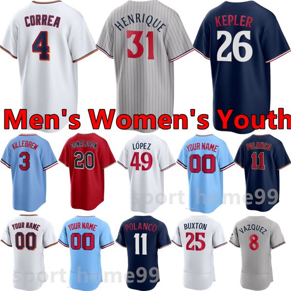 2023 custom 4 carlos correa jersey 26 max kepler 11 jorge polanco 12 kyle farmer 39 donovan solano 47 edouard julien 50 willi castro christi, Blue;black
2023 custom 4 carlos correa jersey 26 max kepler 11 jorge polanco 12 kyle farmer 39 donovan solano 47 edouard julien 50 willi castro christi, Blue;black