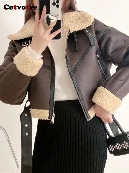 women's jackets cotvotee vintage for women autumn winter fashion long sleeve zipper thicken warm turn down collar belt 230804, Black;brown
women's jackets cotvotee vintage for women autumn winter fashion long sleeve zipper thicken warm turn down collar belt 230804, Black;brown
