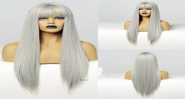 gray color synthetic hair wigs with full neat bangs long silky straight heat resistant synthetic replacement hair wigs for fashion1735373, Black
gray color synthetic hair wigs with full neat bangs long silky straight heat resistant synthetic replacement hair wigs for fashion1735373, Black