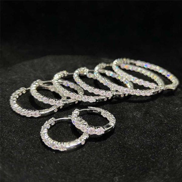 iced out custom jewelry bridal design women moissanite earrings 18k gold plated full moissanite vvs diamond hoop earrings, Golden