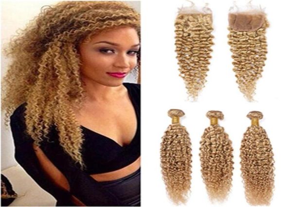 27 honey blonde kinky curly human hair 3bundles with closure light brown brazilian curly human hair weave wefts with lace closure85140314, Black
27 honey blonde kinky curly human hair 3bundles with closure light brown brazilian curly human hair weave wefts with lace closure85140314, Black