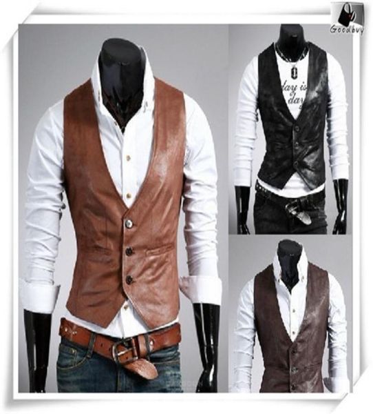 whole2016 new fashion man cool suit vest blazers vest mens black brown pu leather waistcoat western motorcycle suit vest 1859586, White;black
whole2016 new fashion man cool suit vest blazers vest mens black brown pu leather waistcoat western motorcycle suit vest 1859586, White;black
