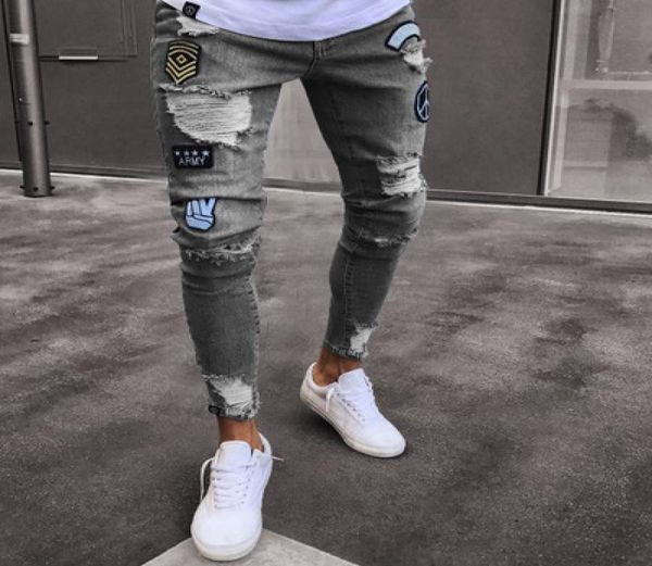 2018 streetwear hiphop badge jeans men039s knee hole zippered feet hole male personality slim cozy denim trousers7384594, Blue
2018 streetwear hiphop badge jeans men039s knee hole zippered feet hole male personality slim cozy denim trousers7384594, Blue