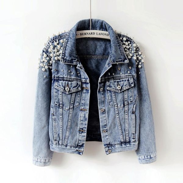 spring autumn women basic coats women denim jacket pearls beading fashion jeans coat loose long sleeve jackets 8986773080, Black;brown
spring autumn women basic coats women denim jacket pearls beading fashion jeans coat loose long sleeve jackets 8986773080, Black;brown