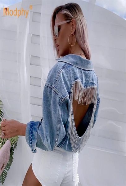 denim jacket female light blue diamond tassel singlebreasted open back women jeans coat autumn fashion clothing 2208154023009, Black;brown
denim jacket female light blue diamond tassel singlebreasted open back women jeans coat autumn fashion clothing 2208154023009, Black;brown