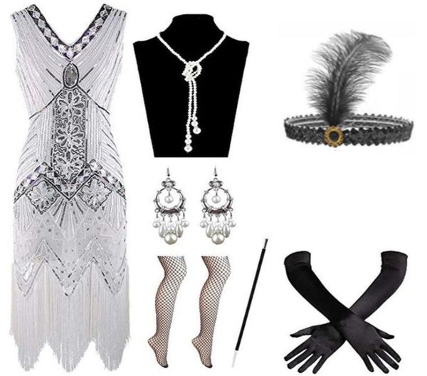 women 1920s sequin beaded tassels hem flapper dress stage wear with 20s fishnet stockings headband long gloves earrings pearl neck3295076, Black;red
women 1920s sequin beaded tassels hem flapper dress stage wear with 20s fishnet stockings headband long gloves earrings pearl neck3295076, Black;red