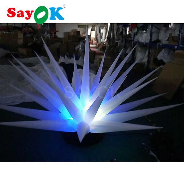 Image of 1 meter high inflatable cactus ground grass inflatable lighting decoration 16 lights used for party/club decoration