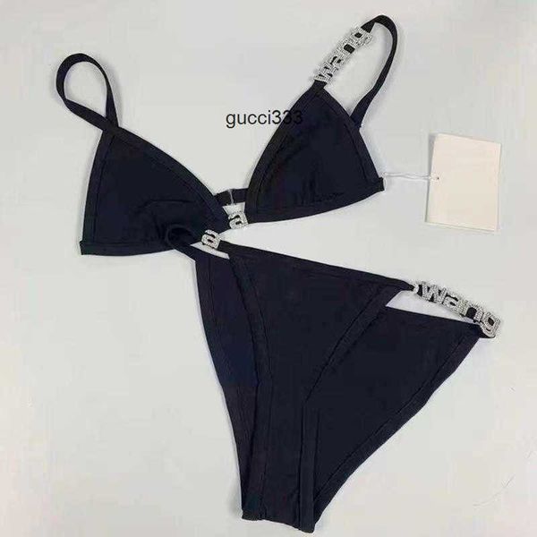 spring letter designer aw 23 wang and summer new crystal alexander decorative bikini rimless underwear wonmen swimsuit set advanced design 2, White;black 
spring letter designer aw 23 wang and summer new crystal alexander decorative bikini rimless underwear wonmen swimsuit set advanced design 2, White;black
