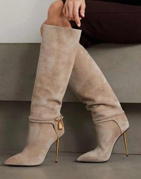 winter luxury brands padlock boot gilded stiletto heel women long knee boots gold hardware lock-and-key party wdding lady winter booties eu3, Black
winter luxury brands padlock boot gilded stiletto heel women long knee boots gold hardware lock-and-key party wdding lady winter booties eu3, Black