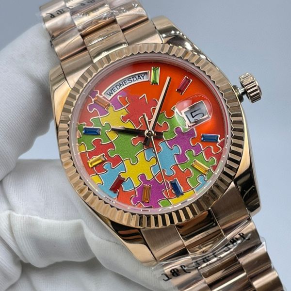 new style luxury designer watches day-date watches namel colored surface, men and women's automatic mechanical watches size 36mm montre, Slivery;brown
new style luxury designer watches day-date watches namel colored surface, men and women's automatic mechanical watches size 36mm montre, Slivery;brown