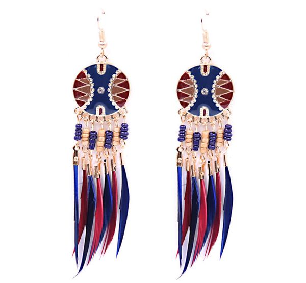 earrings for women colorful enamel beads boho earrings long feather tassel drop ethnic earings new brincos5666772, Golden
earrings for women colorful enamel beads boho earrings long feather tassel drop ethnic earings new brincos5666772, Golden