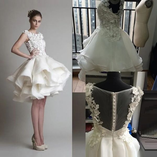 krikor jabotian short lace wedding dresses 2023 bateau cap sleeves backless knee length a line organza beach bridal bowns, White
krikor jabotian short lace wedding dresses 2023 bateau cap sleeves backless knee length a line organza beach bridal bowns, White