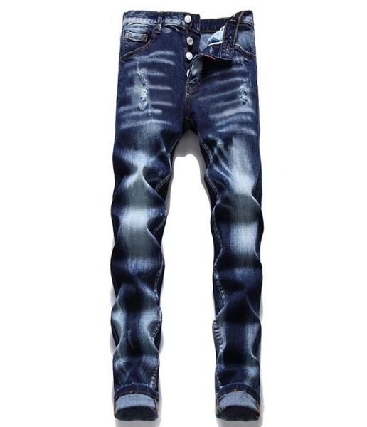 brand italy chain jeans men slim denim trousers blue pencil8286085