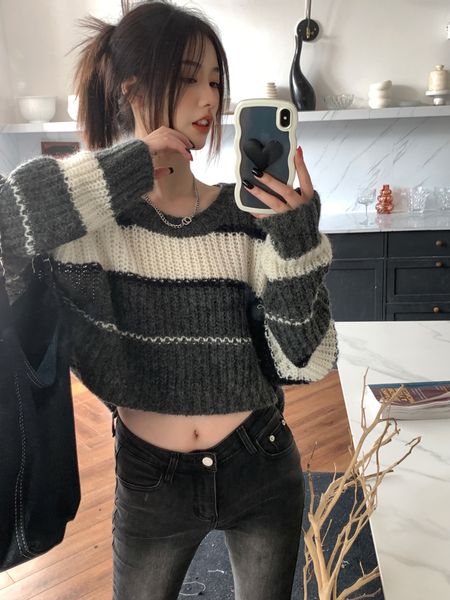 women's sweaters striped cropped pullovers clothing fashion casual sueter pull femme y2k knitting korean sweater jumper 230804, White;black
women's sweaters striped cropped pullovers clothing fashion casual sueter pull femme y2k knitting korean sweater jumper 230804, White;black