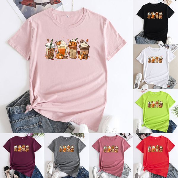 halloween shirts for women printed short sleeved pumpkin beverage cup printed women's o-neck fun graphic t-shirt top, Black
halloween shirts for women printed short sleeved pumpkin beverage cup printed women's o-neck fun graphic t-shirt top, Black