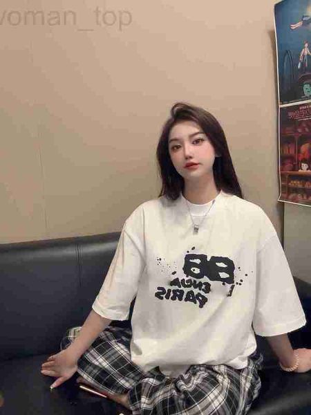 women's t-shirt designer correct version of trend b, 23ss printed hand-painted graffiti, worn loose 280g short sleeved t-shirt jfe7, White
women's t-shirt designer correct version of trend b, 23ss printed hand-painted graffiti, worn loose 280g short sleeved t-shirt jfe7, White