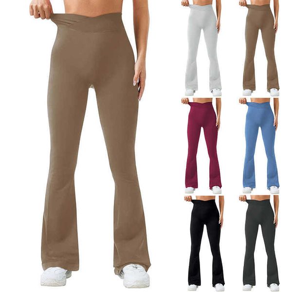 women's flare leggings solid color v-shaped high-waisted pants fashion seamless slim sports yoga summer clothing, Black
women's flare leggings solid color v-shaped high-waisted pants fashion seamless slim sports yoga summer clothing, Black