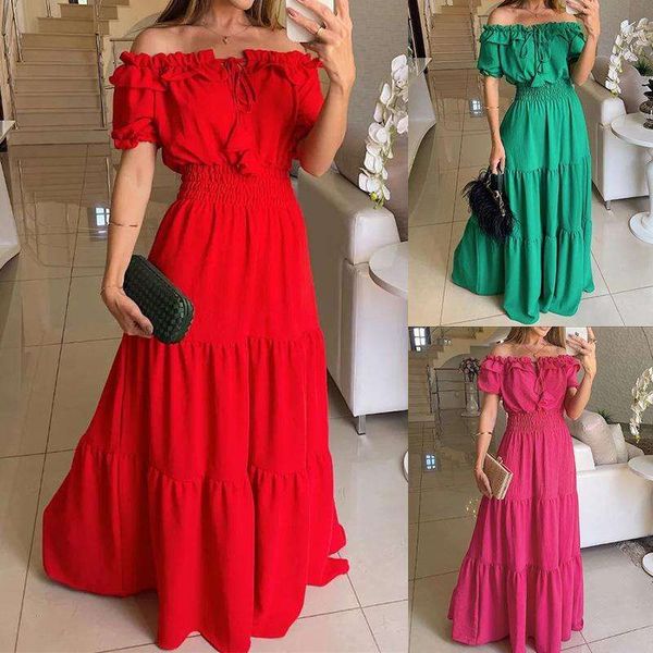 item title spring womens clothing fashionable temperament off shoulder short sleeved long dress, Black;gray
item title spring womens clothing fashionable temperament off shoulder short sleeved long dress, Black;gray