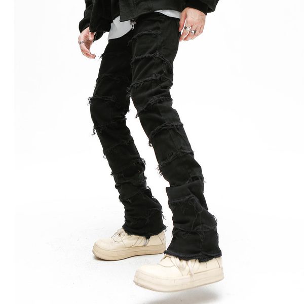 men's jeans mens retro patchwork flared pants grunge wild stacked ripped long pants trousers straight y2k baggy washed faded jeans for, Blue
men's jeans mens retro patchwork flared pants grunge wild stacked ripped long pants trousers straight y2k baggy washed faded jeans for, Blue