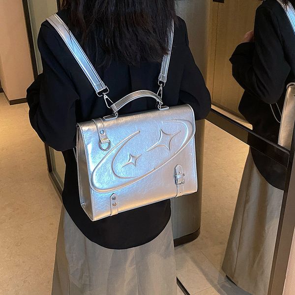 school bags brand designer pu leather women's backpack casual rivet large square bag star embossed travel 230804
school bags brand designer pu leather women's backpack casual rivet large square bag star embossed travel 230804