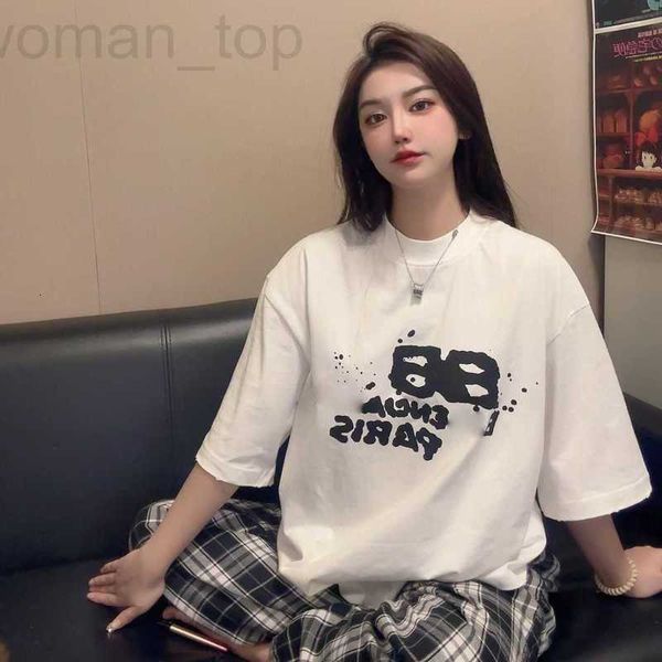 women's t-shirt designer correct version of trend b, 23ss printed hand-painted graffiti, worn loose 280g short sleeved t-shirt yhsf, White
women's t-shirt designer correct version of trend b, 23ss printed hand-painted graffiti, worn loose 280g short sleeved t-shirt yhsf, White