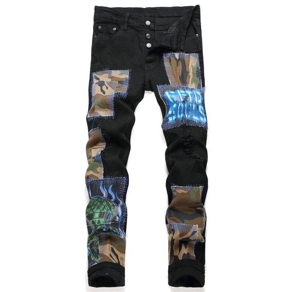 style punk black patch cloth ripped small feet men's jeans fashion mid-waist pants men designer jeans mens denim pants fashion trouser, Blue
style punk black patch cloth ripped small feet men's jeans fashion mid-waist pants men designer jeans mens denim pants fashion trouser, Blue