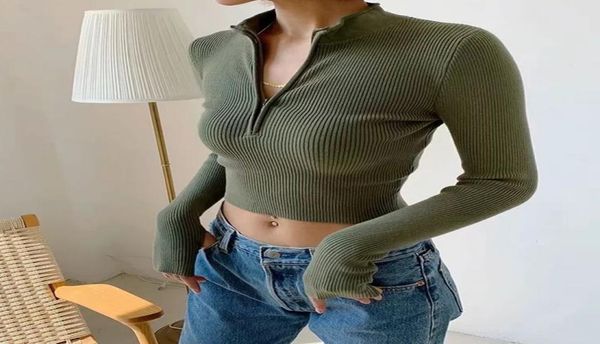 qnpqyx new elegant high neck zipper front knitted sweater women solid basic cropped pullover winter spring fashion clothing 4214340, White;black
qnpqyx new elegant high neck zipper front knitted sweater women solid basic cropped pullover winter spring fashion clothing 4214340, White;black