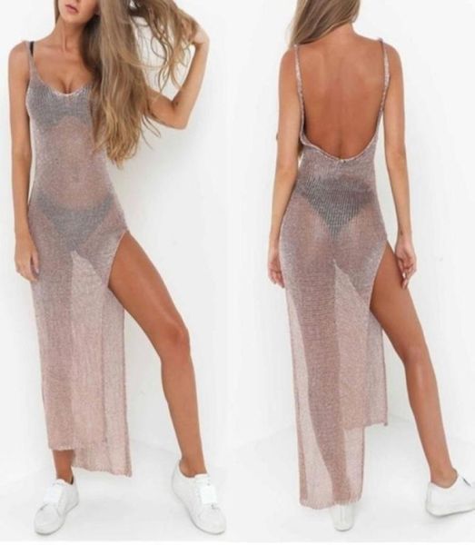 women summer sunscreen sheer mesh bikini cover up metallic solid color backless high slit beach club party sleeveless dress7519022, Black;gray
women summer sunscreen sheer mesh bikini cover up metallic solid color backless high slit beach club party sleeveless dress7519022, Black;gray