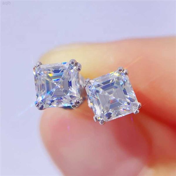 fashion jewelry stock wholesale bling diamond asscher cut moissanite stud earrings, Golden