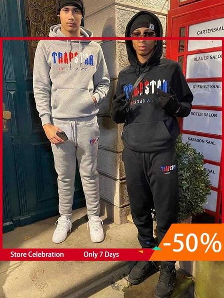 men's tracksuits tracksuit trend hooded 2 pieces set hoodie sweatshirt sweatpants sportwear jogging outfit trapstar man cloth, Gray
men's tracksuits tracksuit trend hooded 2 pieces set hoodie sweatshirt sweatpants sportwear jogging outfit trapstar man cloth, Gray