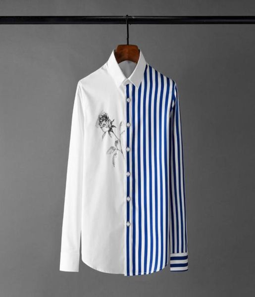 new stripe mens shirts luxury long sleeve rose printed casual male shirts plus size 4xl fashion slim fit party man6391298, White;black
new stripe mens shirts luxury long sleeve rose printed casual male shirts plus size 4xl fashion slim fit party man6391298, White;black
