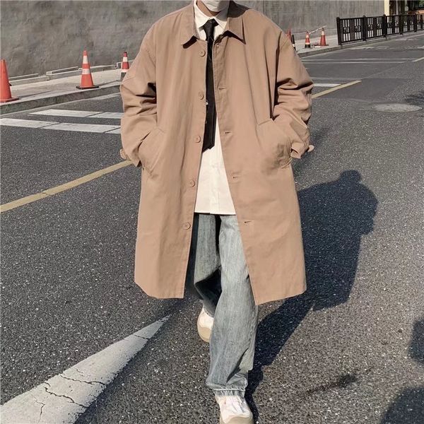 men's trench coats male spring autumn brand solid midi coat loose straight fashion clothing turn down collar casual 230804, Tan;black
men's trench coats male spring autumn brand solid midi coat loose straight fashion clothing turn down collar casual 230804, Tan;black