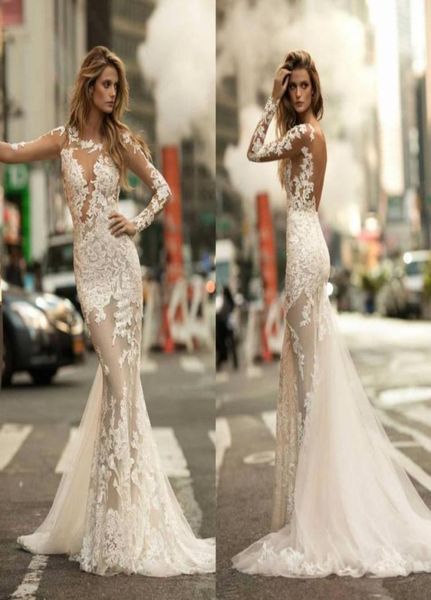 berta lace mermaid wedding dresses with long sleeves sheer plunging neck backless bridal gowns sweep train appliques wedding dress5610184, White
berta lace mermaid wedding dresses with long sleeves sheer plunging neck backless bridal gowns sweep train appliques wedding dress5610184, White