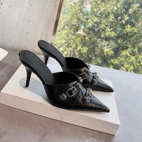sandals stiletto mule slippers sandals stud buckle embellished shoes cowskin slip on open pointed toe heel luxury designers shoe for women f, Black
sandals stiletto mule slippers sandals stud buckle embellished shoes cowskin slip on open pointed toe heel luxury designers shoe for women f, Black