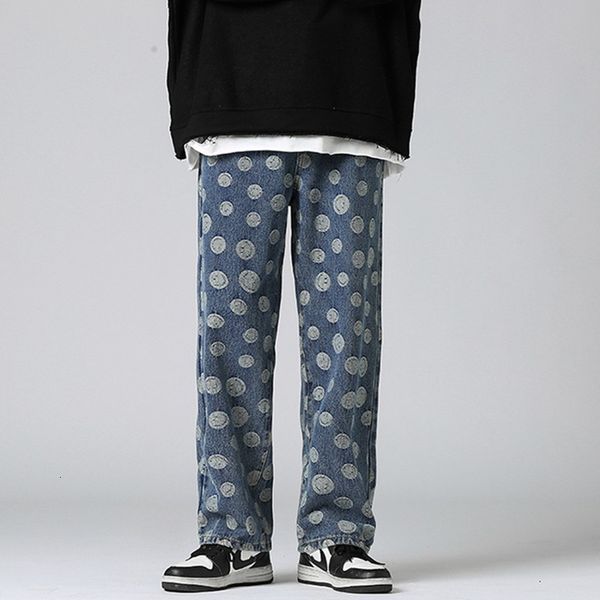 men s jeans korean fashion smiley jacquard straight men baggy trousers hip hop casual wide denim pants for teens vetement homme 230804, Blue
men s jeans korean fashion smiley jacquard straight men baggy trousers hip hop casual wide denim pants for teens vetement homme 230804, Blue