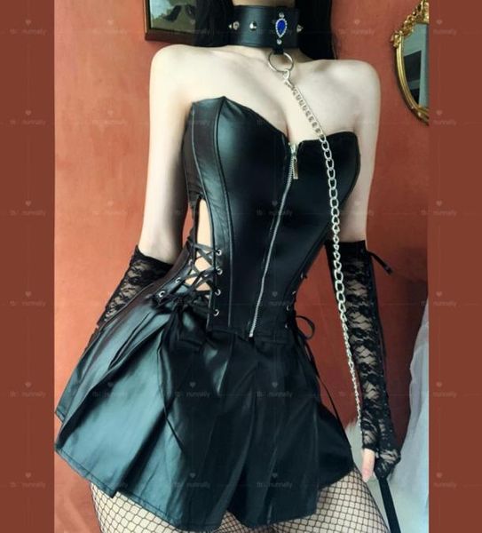 zip up women corsets bustiers dress bustier lingerie faux leather corset with mini skirt 82097187822, Black;white
zip up women corsets bustiers dress bustier lingerie faux leather corset with mini skirt 82097187822, Black;white