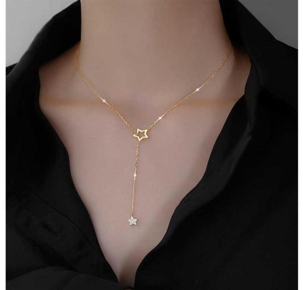 luxury designer necklace christmas gift 925 sterling silver cute shiny star choker drop charm charming woman wedding party birthda8992469