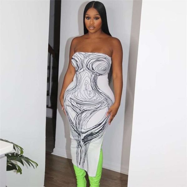 spring womens clothing ins babes personality printed strapless dress, Black;gray
spring womens clothing ins babes personality printed strapless dress, Black;gray