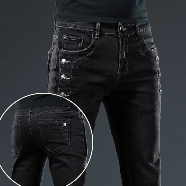 men's jeans brand men 2023 new fashion korean style high street slim fit button personality vintage classical denim pants black trouser, Blue
men's jeans brand men 2023 new fashion korean style high street slim fit button personality vintage classical denim pants black trouser, Blue
