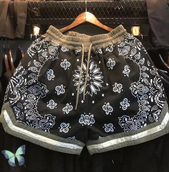 mesh shorts cashew flower print high street sports casual short pants6774712