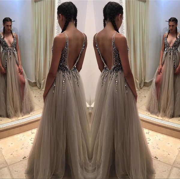 long deep v neck prom dress front split sparkly bodice sleevless evening party gown custom made plus size2552778, Black
long deep v neck prom dress front split sparkly bodice sleevless evening party gown custom made plus size2552778, Black