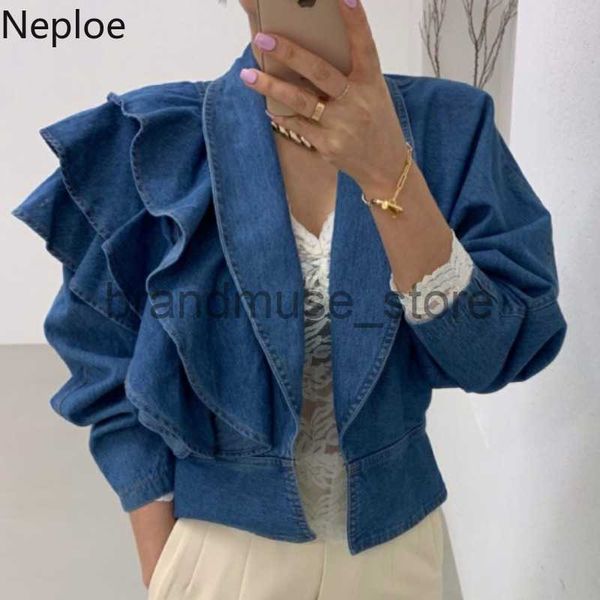 women's jackets neploe fall 2023 women clothing cropped denim jacket vintage turn-down collar puff sleeve ruffles crop korean jean coa, Black;brown
women's jackets neploe fall 2023 women clothing cropped denim jacket vintage turn-down collar puff sleeve ruffles crop korean jean coa, Black;brown