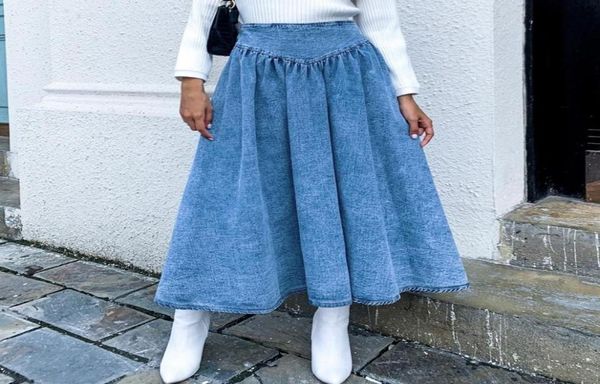 skirts women maxi blue denim skirt pleated 2021 autumn winter spring slim waist long jeans casual solid office ladies8437643, Black
skirts women maxi blue denim skirt pleated 2021 autumn winter spring slim waist long jeans casual solid office ladies8437643, Black
