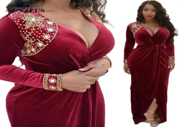 velvet burgundy long sleeve african formal evening dresses for women v neck gold beaded ruched evening party dress front slit even6003426, Black;red
velvet burgundy long sleeve african formal evening dresses for women v neck gold beaded ruched evening party dress front slit even6003426, Black;red