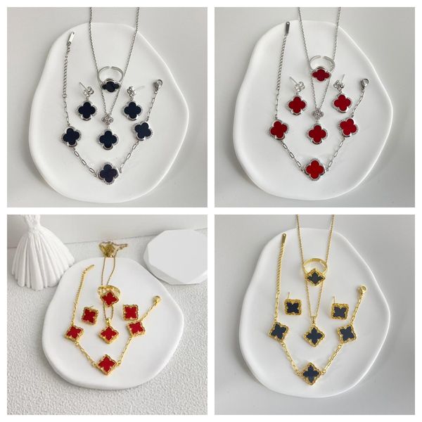 4 four leaf clover luxury designer necklace jewelry set pendant necklaces bracelet stud earring ring four-piece set women birthday gifts no, Silver
4 four leaf clover luxury designer necklace jewelry set pendant necklaces bracelet stud earring ring four-piece set women birthday gifts no, Silver