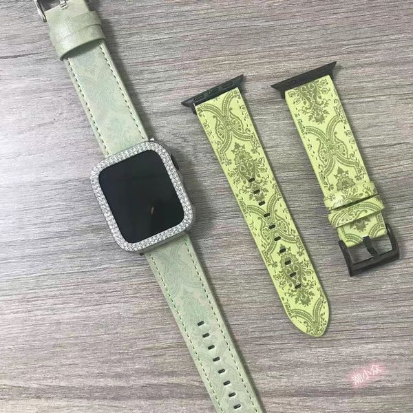 Image of Designer Watch Accessories Watch Bands Patterned letter G apple Watch strap 44 45 42 41 40 38 49 mm PU Leather for mens womens Strap Series 8 7 SE 6 5 4 3 2 1 watchband