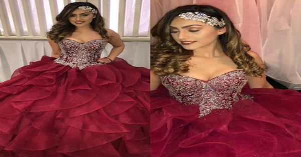 vintage burgundy ball gown quinceanera dresses sweetheart organza ruffles cascade prom dress 2018 beaded corset vestidos8531785, Blue;red
vintage burgundy ball gown quinceanera dresses sweetheart organza ruffles cascade prom dress 2018 beaded corset vestidos8531785, Blue;red