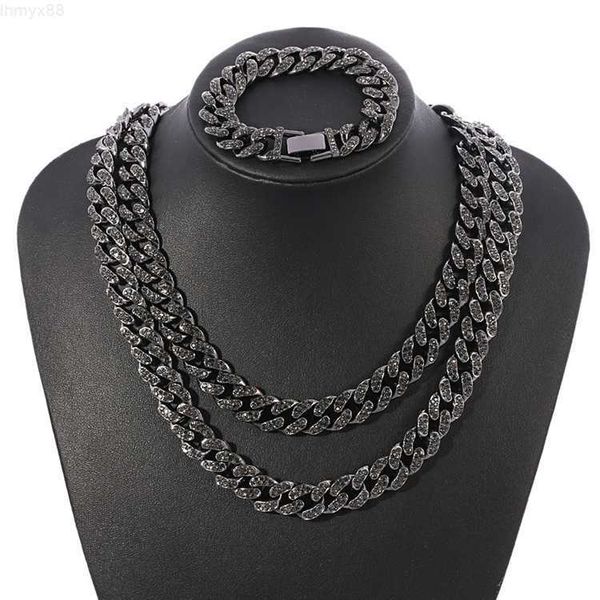 wholesale black 13mm iced out cubic zircon diamond cz cuban link chain miami cuba necklace bracelet hip hop jewelry for men, Silver 
wholesale black 13mm iced out cubic zircon diamond cz cuban link chain miami cuba necklace bracelet hip hop jewelry for men, Silver