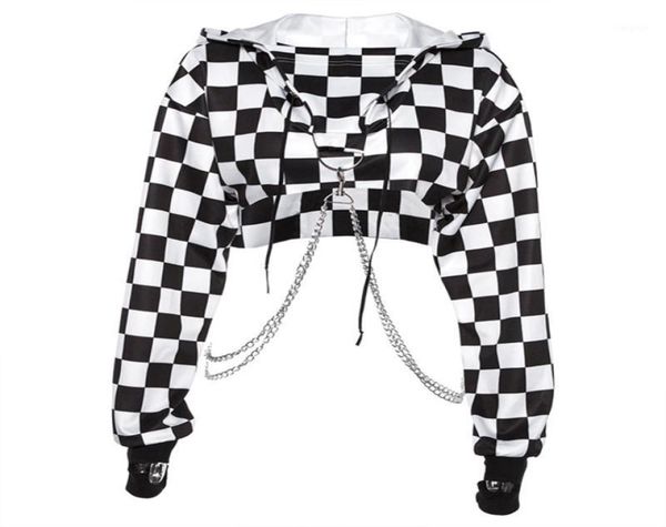 women plaid casual streetwear sweatshirt hoodie crop jumper pullover chain stitching short loose sweatshirt plaid shirt16790846, Black
women plaid casual streetwear sweatshirt hoodie crop jumper pullover chain stitching short loose sweatshirt plaid shirt16790846, Black