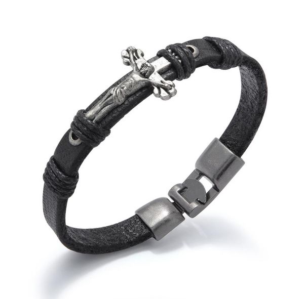 antique finish stainless steel jesus christ crucifix leather bracelet for men4110187, Golden;silver
antique finish stainless steel jesus christ crucifix leather bracelet for men4110187, Golden;silver